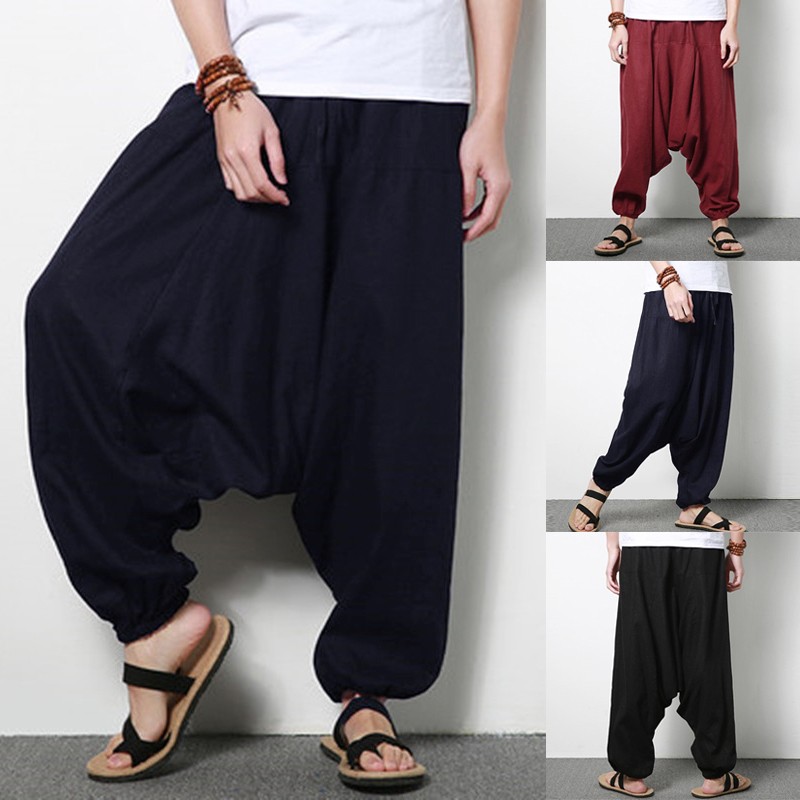 MR Men Cotton Haren Baggy Fashion Wide Legs Trousers | Shopee Malaysia