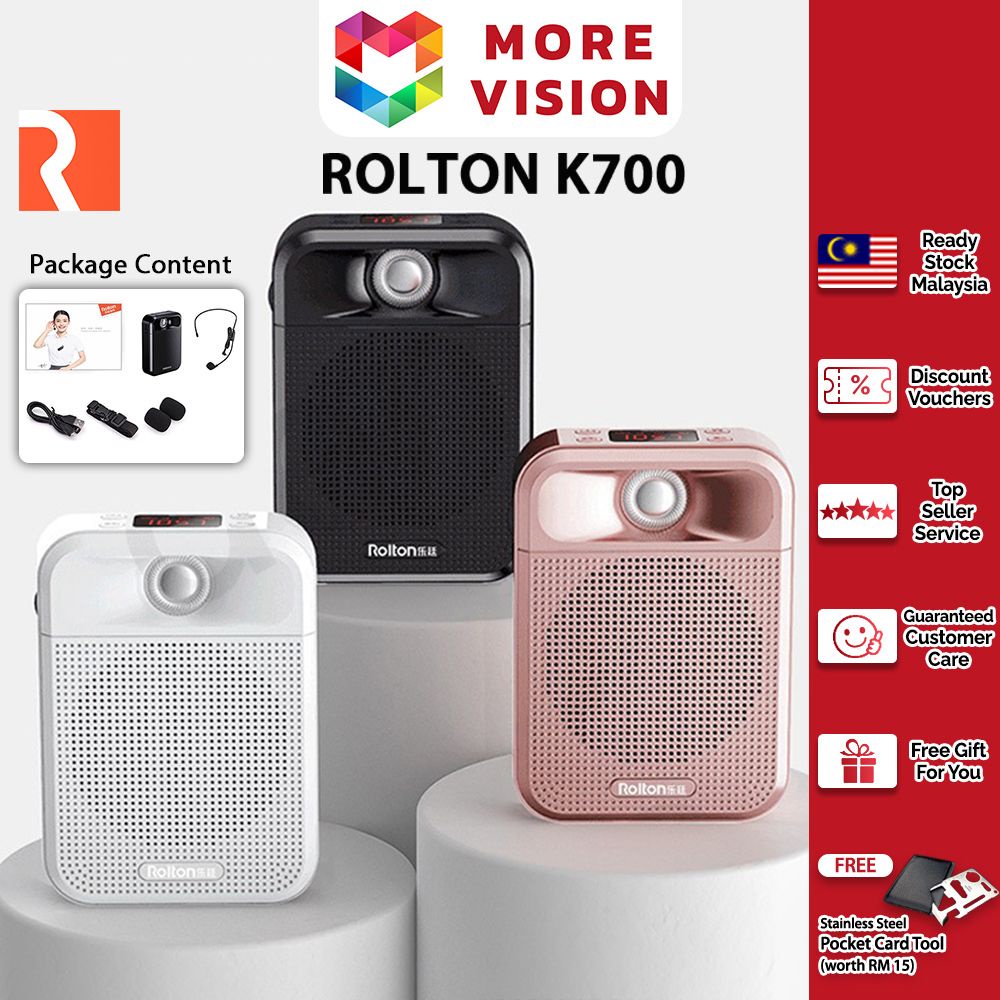 Rolton K700 Portable Loud Speaker Voice Amplifier Recorder Megaphone Mic Microphone Bluetooth for Teacher Tour Guide