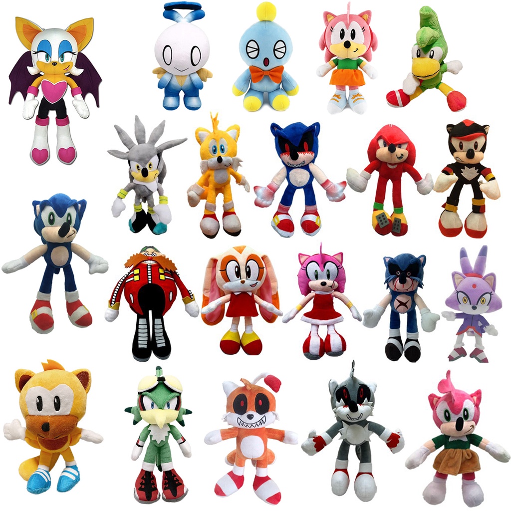 22-35cm Sonic The Hedgehog Plush Toys Shadow Amy Rose Knuckles Tails ...