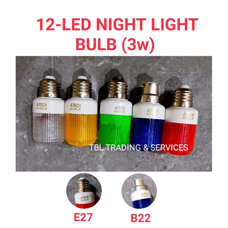 B22 E27 LED Colour Neon Bulb 12 LED 3W / Night Light Bulb / Bilik Tidur ...