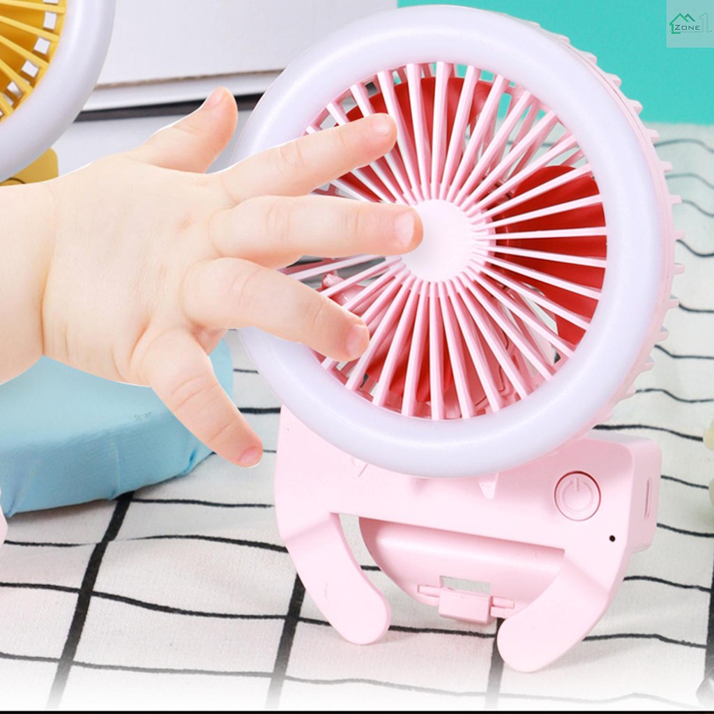 Chihen Small Fan USB Mini Portable Silent 3 Speed 120 /° Rotating Office Home Desk Fan Big Wind White Blue Pink Color : Yellow+Blue