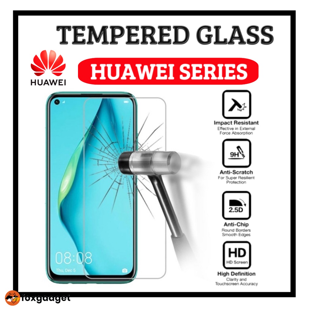 Huawei Series Tempered Glass - Anti Crack - Ready Stock - Screen Protector