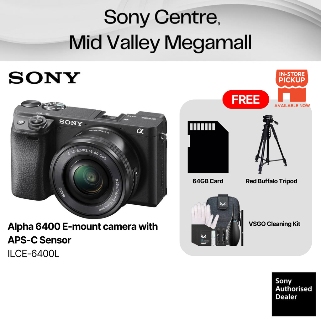 Ready Stock Sony Alpha 6400 E-mount camera with APS-C Sensor - ILCE-6400L -  1 Year Sony Malaysia Warranty