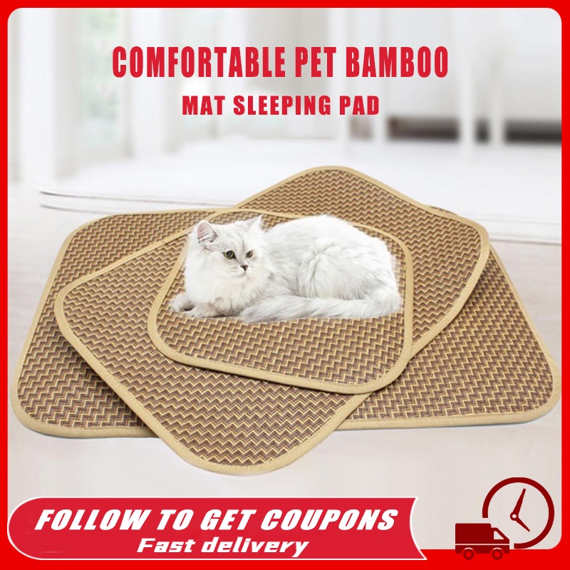 Pet Cat Dog Bed Mat Summer Cooling Sleeping RattanPad Comfortable Straw Bamboo Cushion Cat/Kennel Pet Scratching Mat