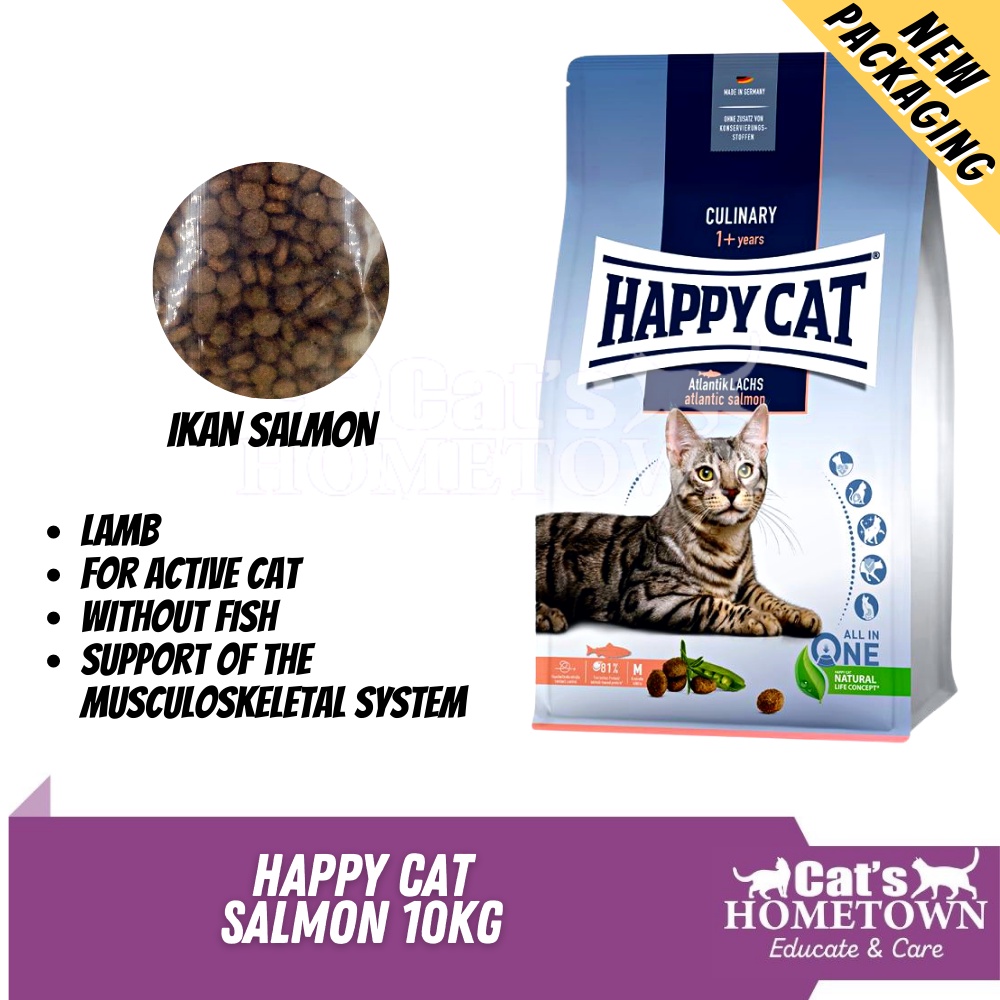 Happy Cat Salmon  Makanan Kucing Penjagaan Bulu  10kg