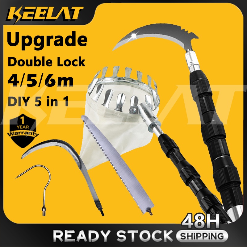 KEELAT 6/5/4 Meter Telescopic Fruit Picker High Pruning Branch Shear