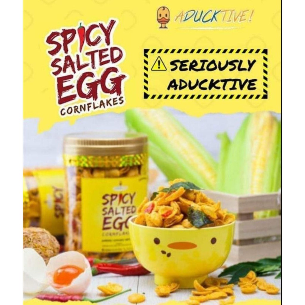 Aducktive Spicy Salted Egg Cornflakes Bersalut Telur Masin Mentega Daun Kari Dan Cili Kudap Kudap Sedapp Shopee Malaysia