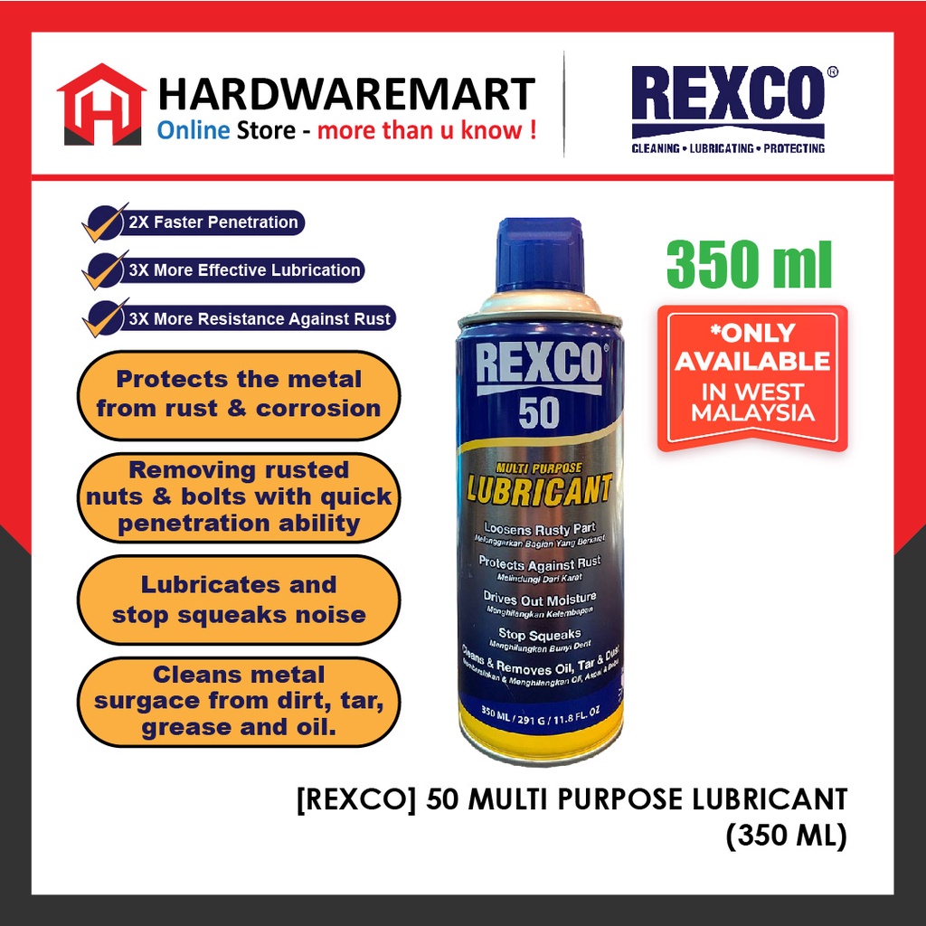 REXCO 50 MULTI PURPOSE LUBRICANT SPRAY BESI 350ML | Shopee Malaysia