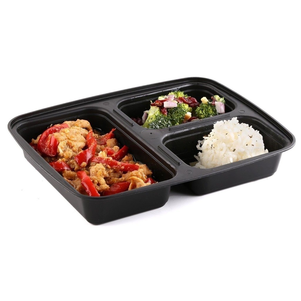 BT-1 Tray Plastic Disposable Lunch Box Food Container with 3