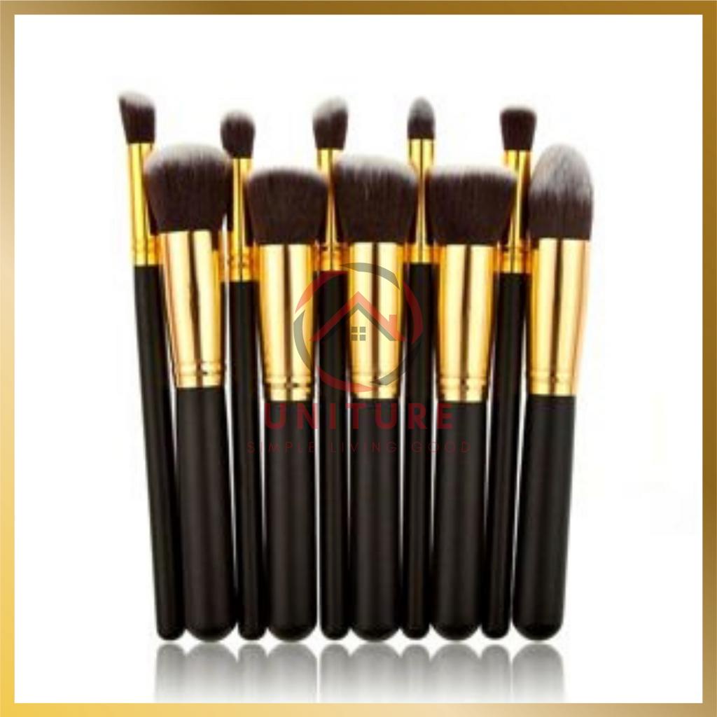10 pcs Set Pemaju Premium Sikat Kosmetik Solekan Penumbuk Mata Aksesori Kecantikan Alat Solekan Sikat