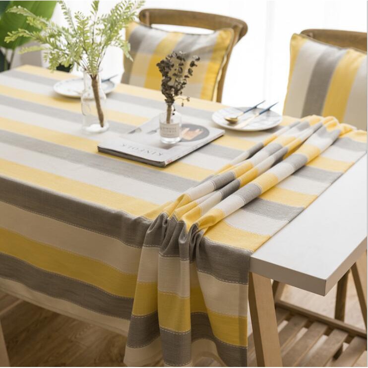 Taplak Alas Meja Yellow Grey Striped Table Cloth 