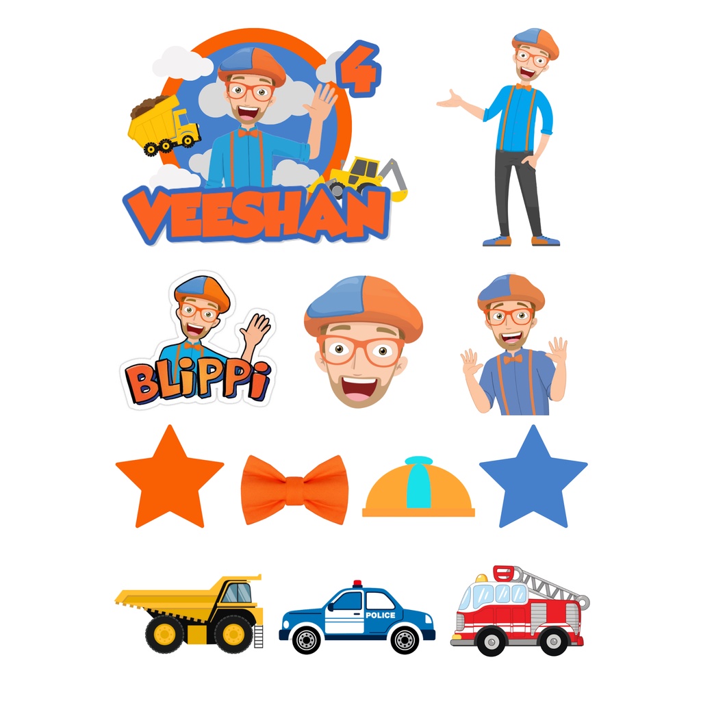 Blippi Cake Topper Printable