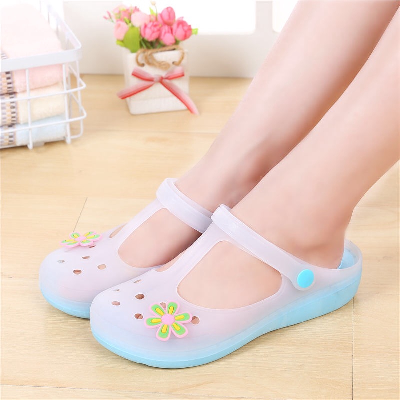 Charming Summer Women Clogs Hole Shoes  Jelly  Beach Sandals  