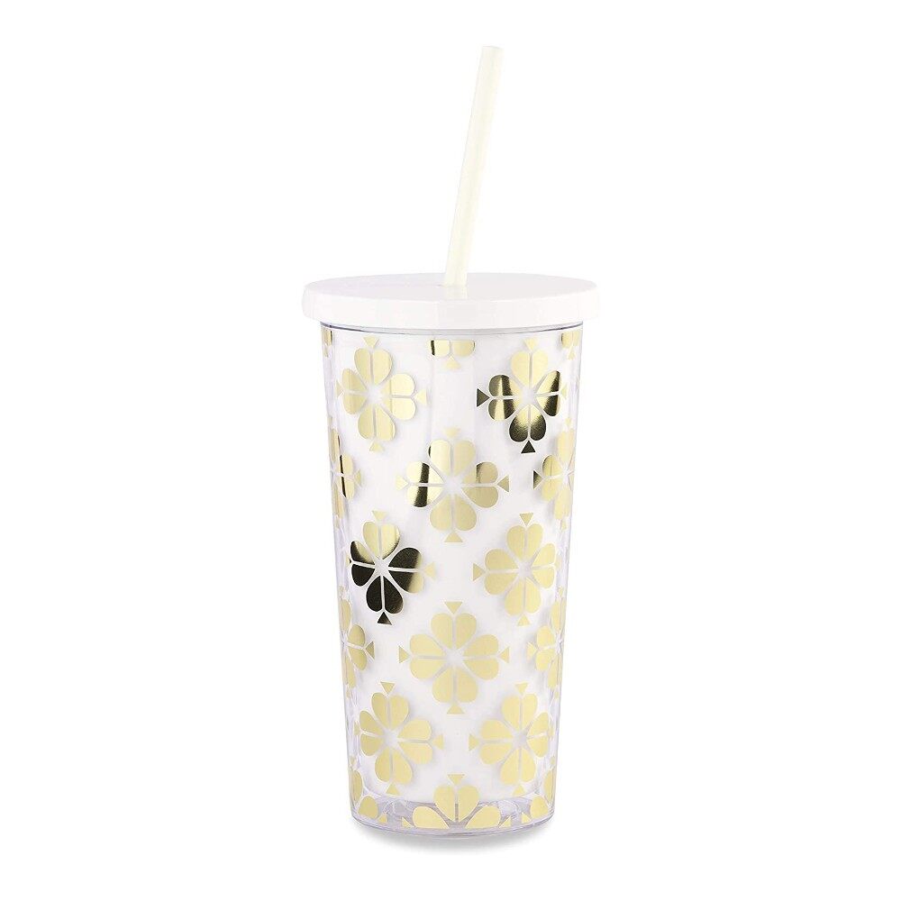 Kate Spade Stationery Insulated Tumbler With Reusable Straw - Gold Spade  Floral | Shopee Malaysia