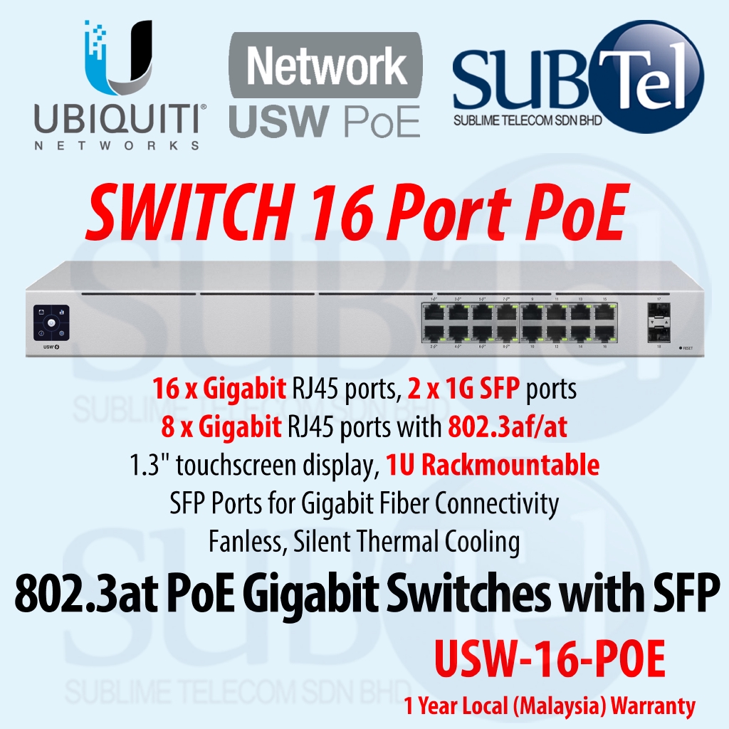 Ubiquiti Unifi Switch 16 Poe Gen2 Usw 16 Poe Eurodk