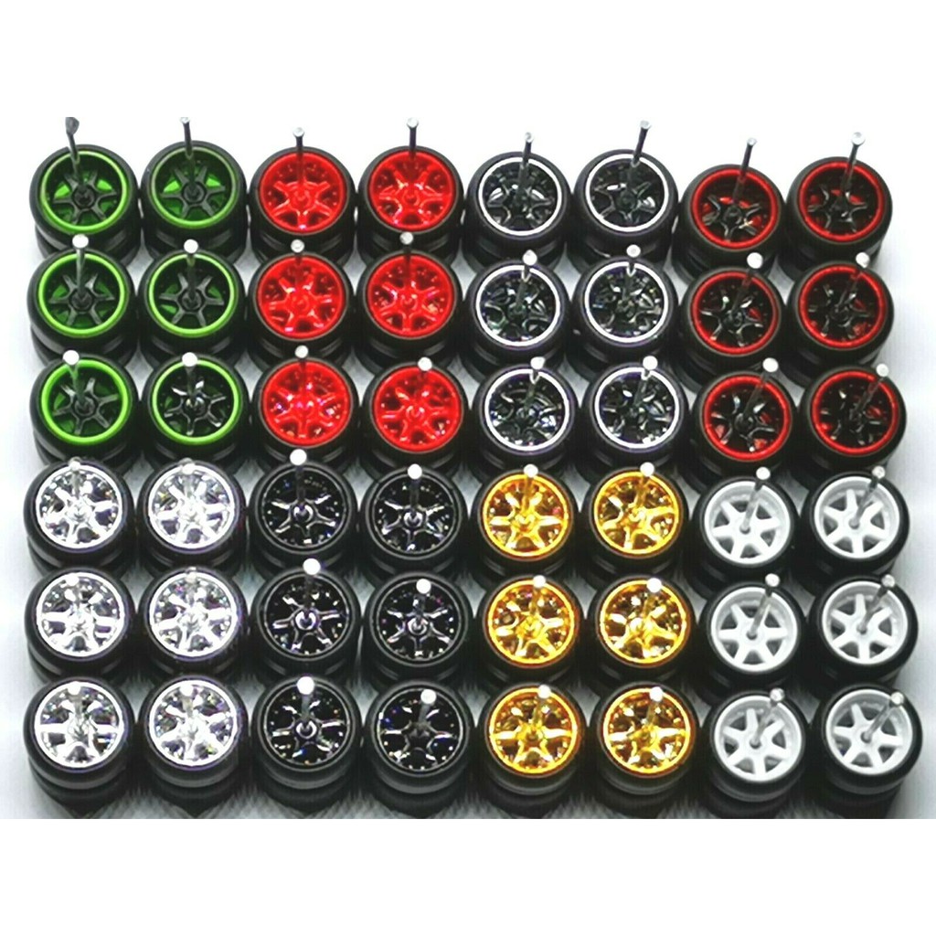 Toys 4 Sets-Hot Wheels 10mm/10mm JDM Gold and Yellow rims 6 spoke ...