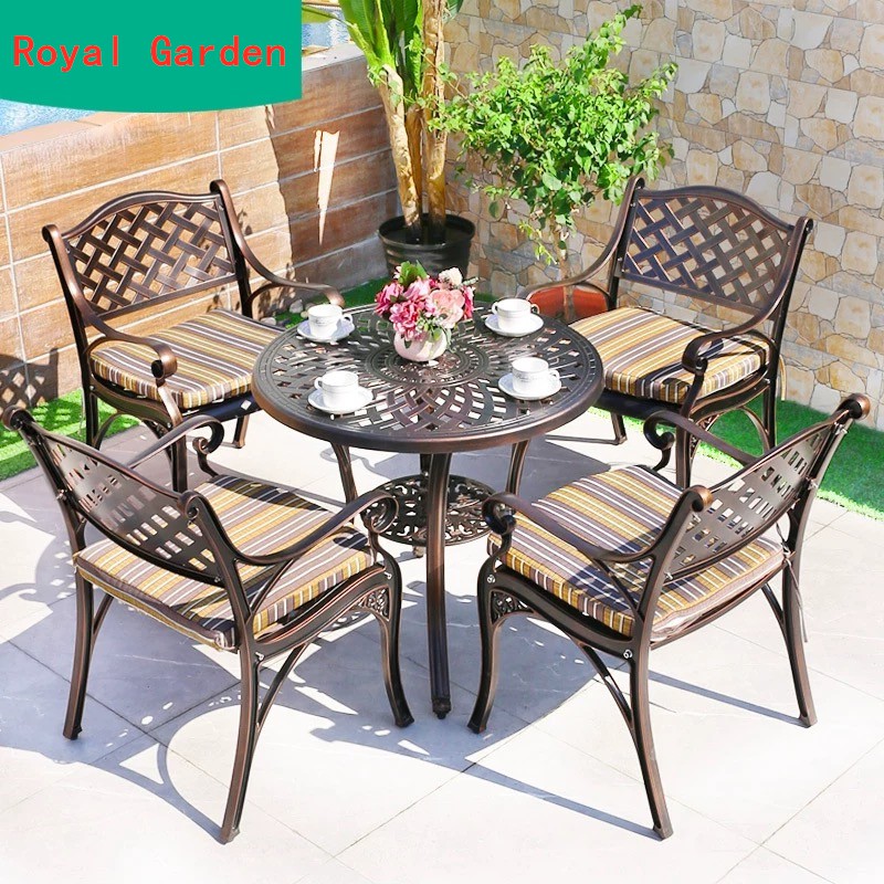Outdoor Furniture Patio Cast Aluminum, Aluminum Round Table And Chairs