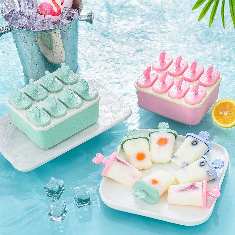 8 Cells Frozen Ice Cream Molds / Summer Freezer Popsicle Maker  / Ice Lolly Pop Mould / DIY Homemade Freezer Lolly Mould