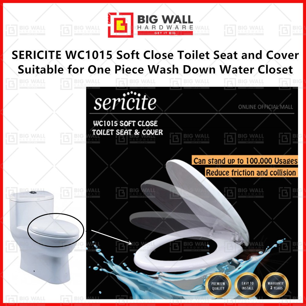 SERICITE WC1015 Soft Close Toilet Seat and Cover for One Piece Wash Down Water Closet  Bathroom / Toilet Seats