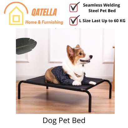 Qatella Dog Bed breathable mesh elevated Dog pet bed steel frame house Pet Camping Bed Dog Kennel Tilam Anjing bed cat