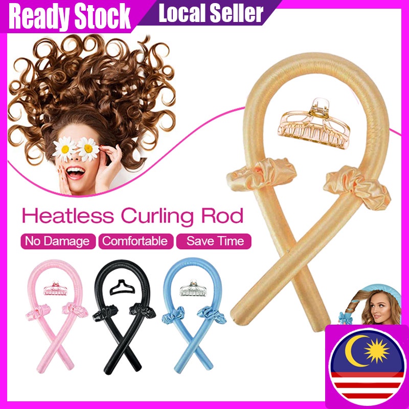 Heatless Hair Curlers Curling Wand Headband Lazy Curler Silk Ribbon Curling Rod Wave Hair Rollers With Hair Claw Clip