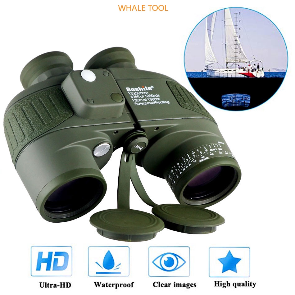 boshile Military Waterproof Binoculars Boshile 10x50 Navy Telescope Binocular with rangefinder and Compass Fully Multi-coated Lens BAK4