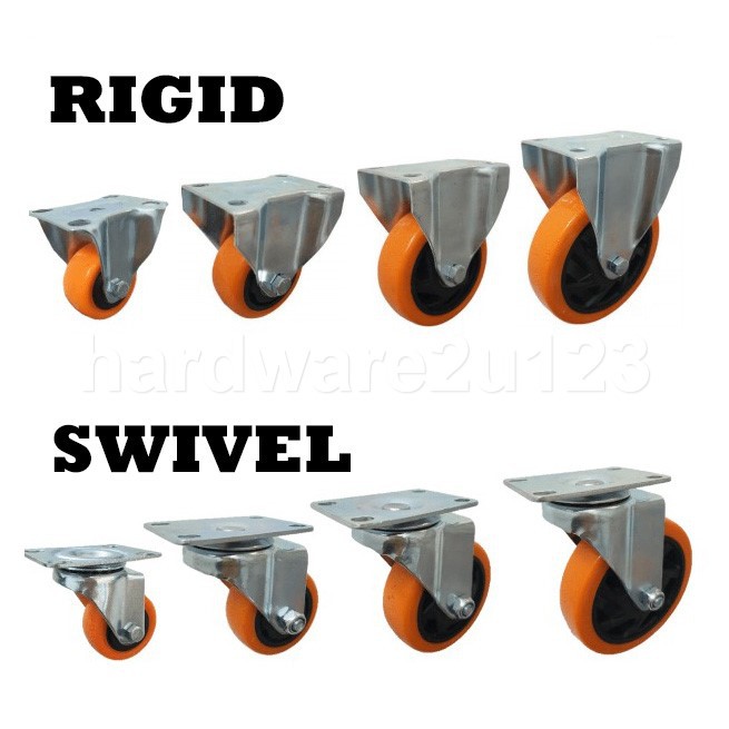 2'' 3'' 4'' 5'' Heavy Duty Grey PU Swivel Rigid Brake Furniture Caster ...