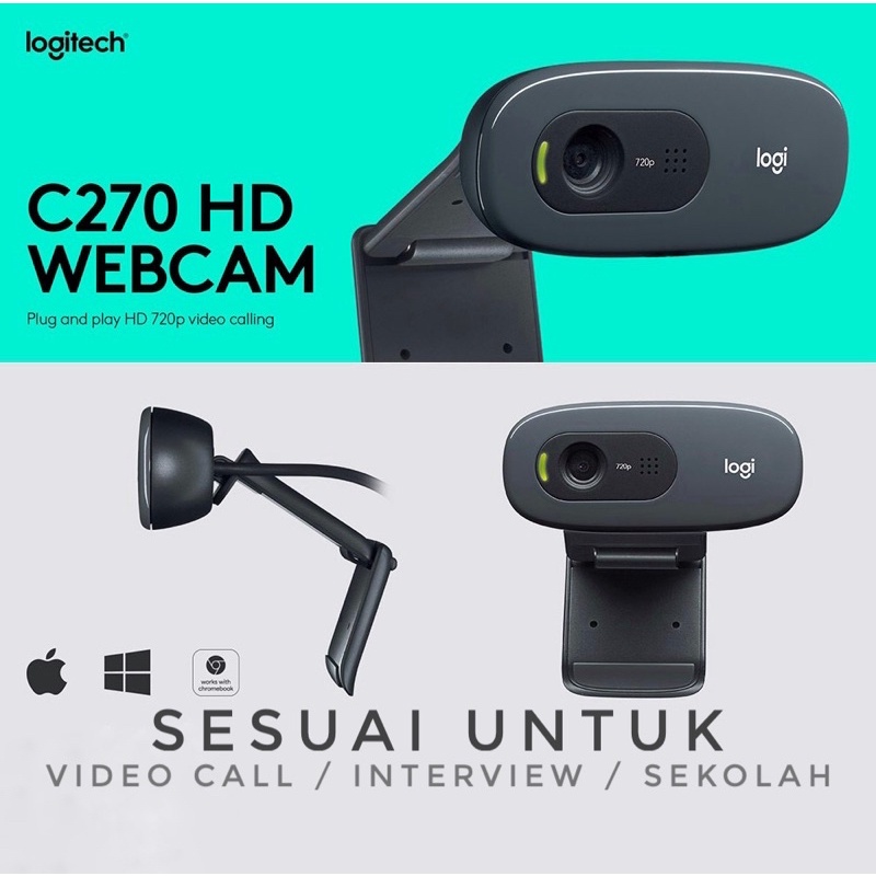 C270 Logitech Google Meet Teams Clear Mic Video 720p 30fps Plug Play Computer Camera Online Teaching With Microphone