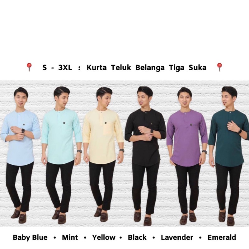 Kurta Adam . Kurta Teluk Belanga Lengan Tiga Suku . Kurta Moden Slimfit ...