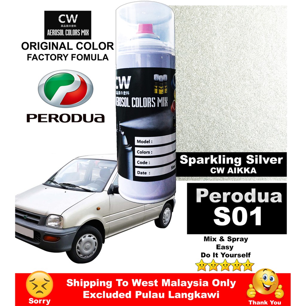 Perodua Sparkling Silver S01 Touch Up CW Spray 370ml 
