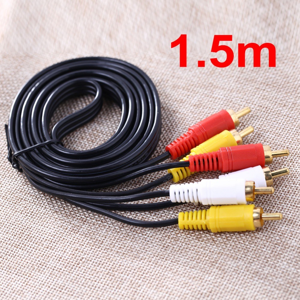 3 RCA Male to 3 RCA Male Composite Video Audio AV Adapter DVD TV Cable Cord 1.5M