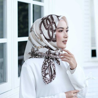 shopee Leopard Print Printed Silk Scarf Female Hangzhou 90cm Large Square Malay Headscarf Ready Stock