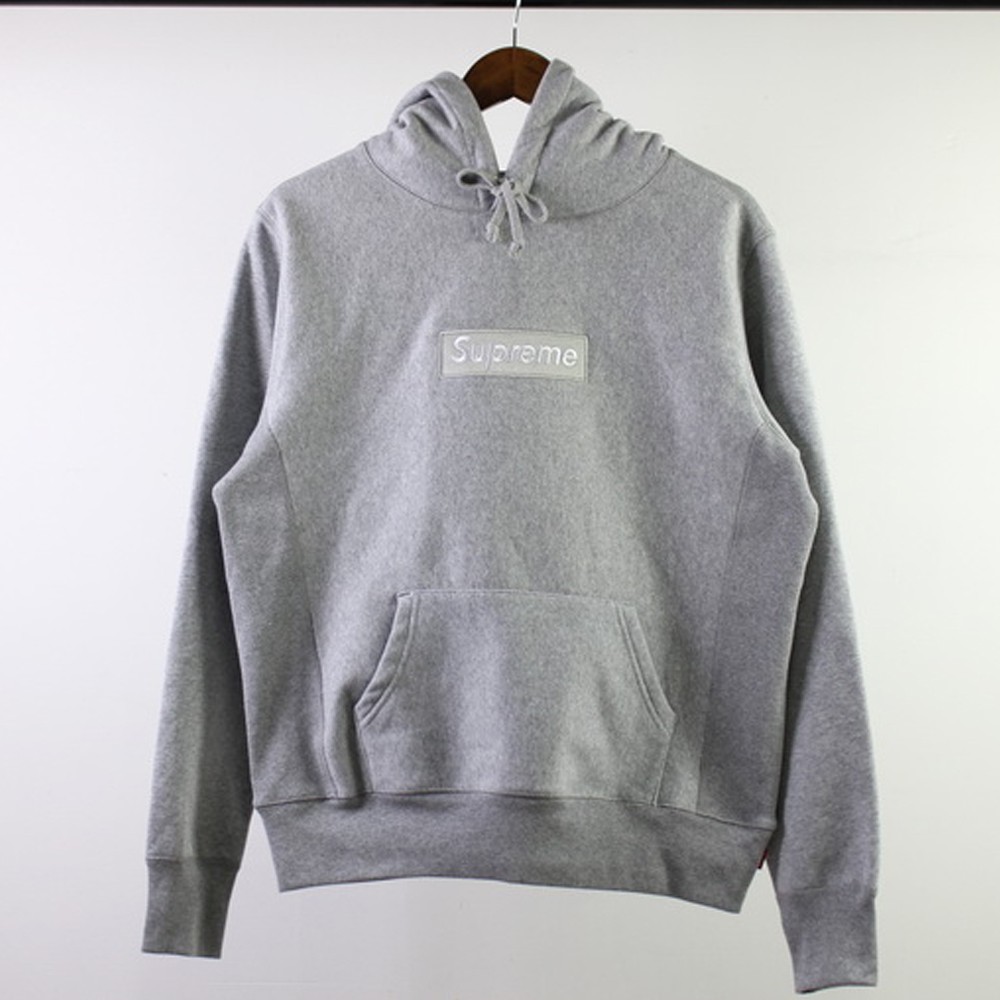 grey box logo hoodie supreme