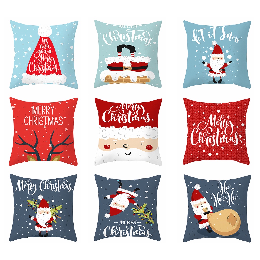 18'' Merry Christmas Fannel Pillow Case Cover Sofa Cushion Home Xmas Decoration 