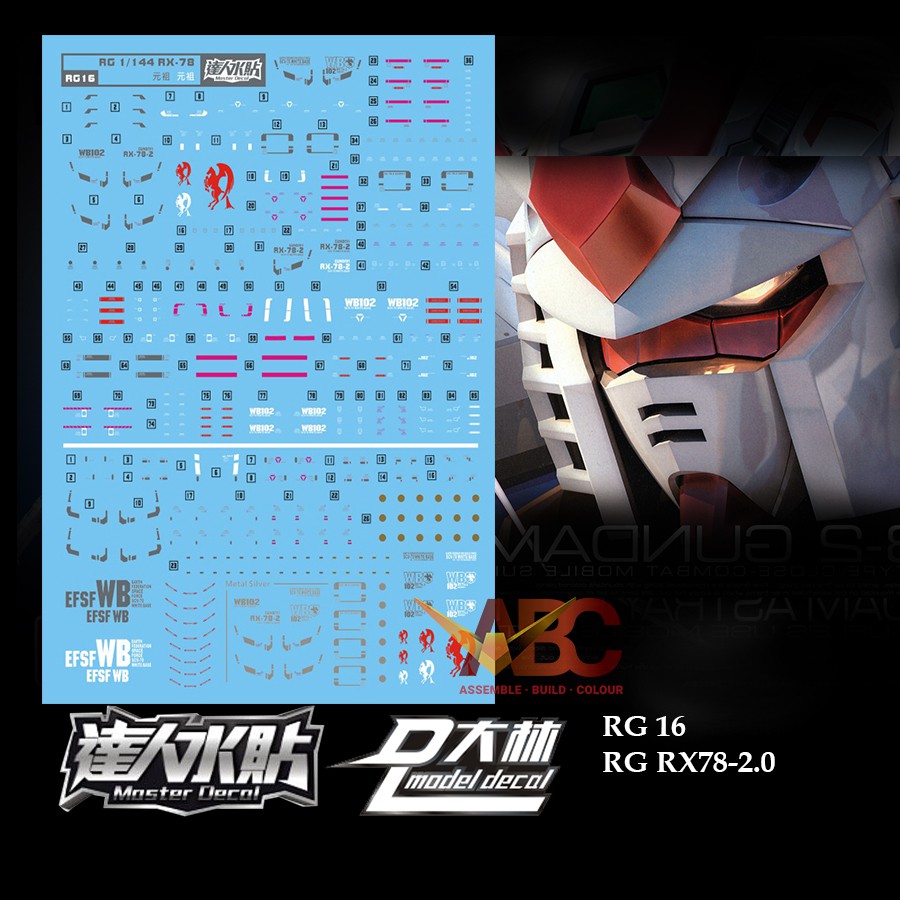 Dalin Waterslide Decal Rg16 Rg 1 144 Gundam Rx 78 2 Rx78 Rx78 2 Water Decal Shopee Malaysia