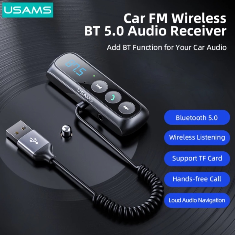 USAMS BT 5.0 Car FM Transmitter Modulator Digital Display Audio Aux Receiver Handsfree Car