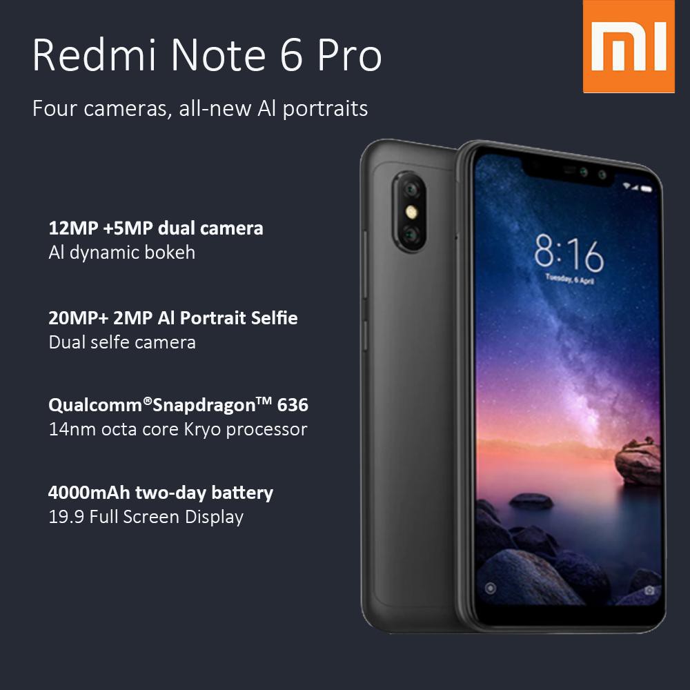 XIAOMI REDMI NOTE 6 PRO (3GB/4GB + 32GB/64GB) DUAL SELFIE CAMERA