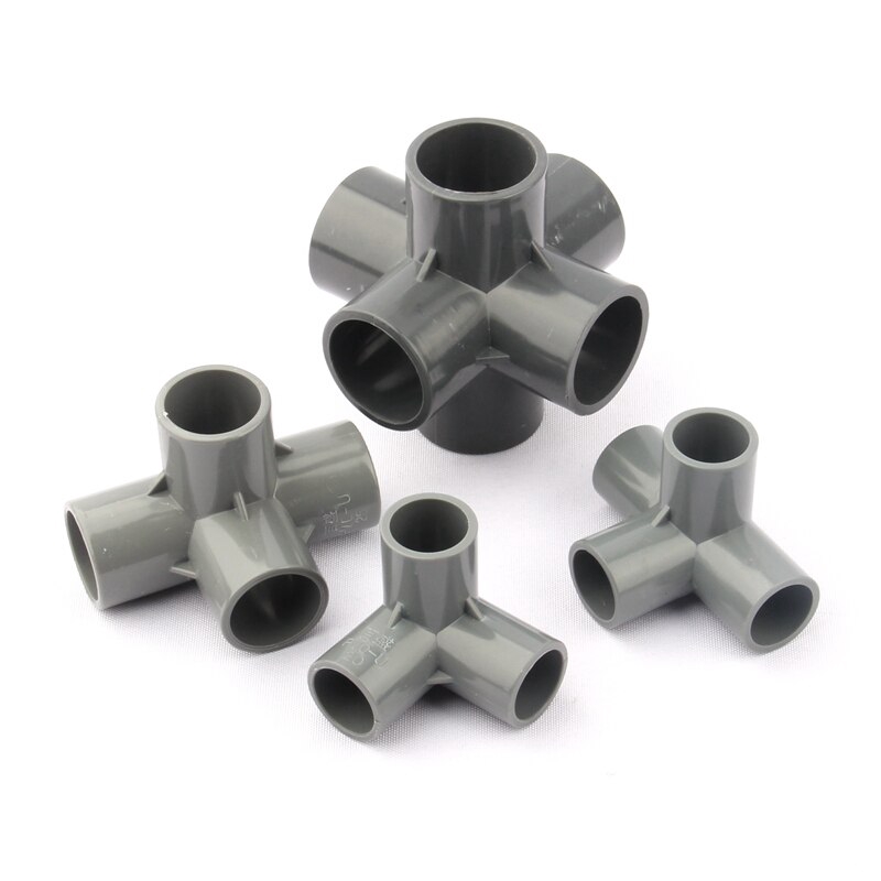 5pcs/lot Inner Diameter 20mm Gray PVC Pipe Connectors Solid PVC Pipe Joints Fittings 3 4 5 6