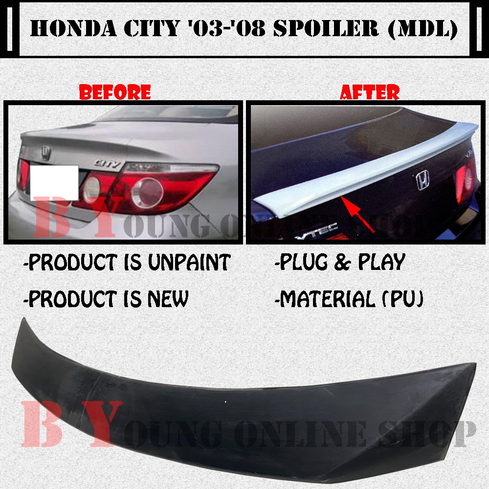 HONDA CITY 2003-2008 MODULO STYLE SPOILER DUCKTAIL (MDL) POLYURETHANE ...