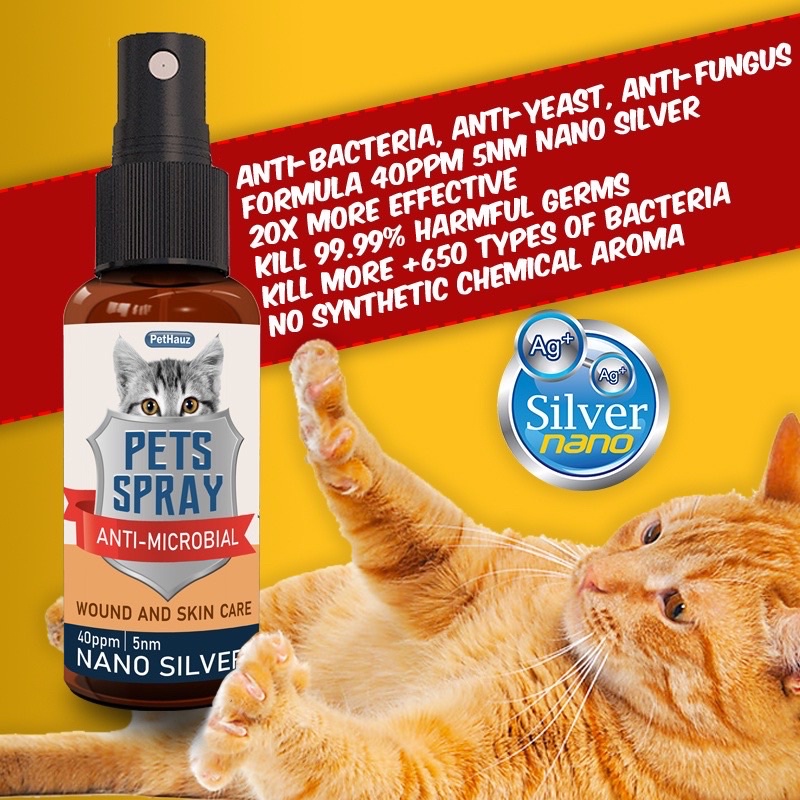 Ubat Kurap Luka Sporo Kucing Pets Spray Nano Silver 40ppm 5nm 