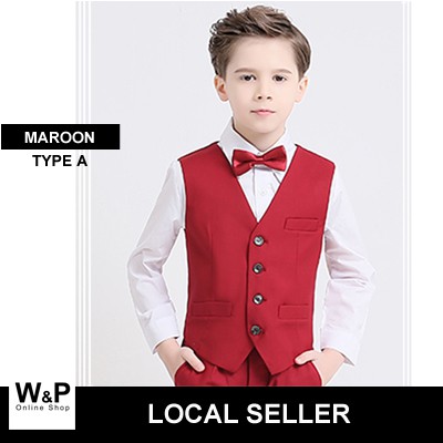 WP Kids Boys Formal Suits Waistcoat Vest - Maroon