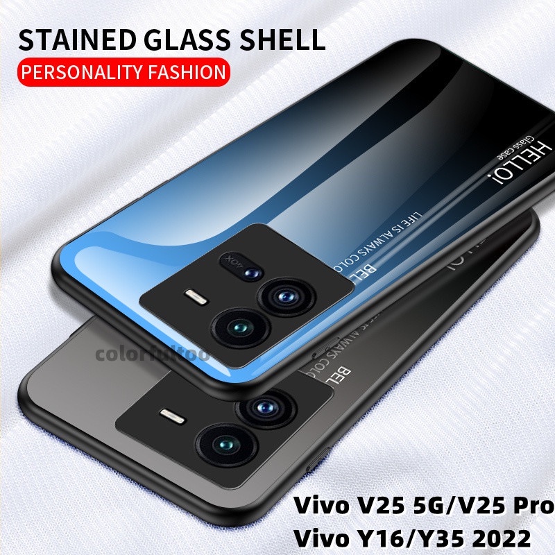 For Vivo V25 Pro 5G Y02S Y22 Y22S Y35 Y16 2022 Case Gradient Tempered