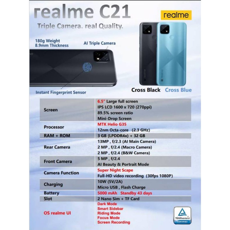 Realme c21 spec