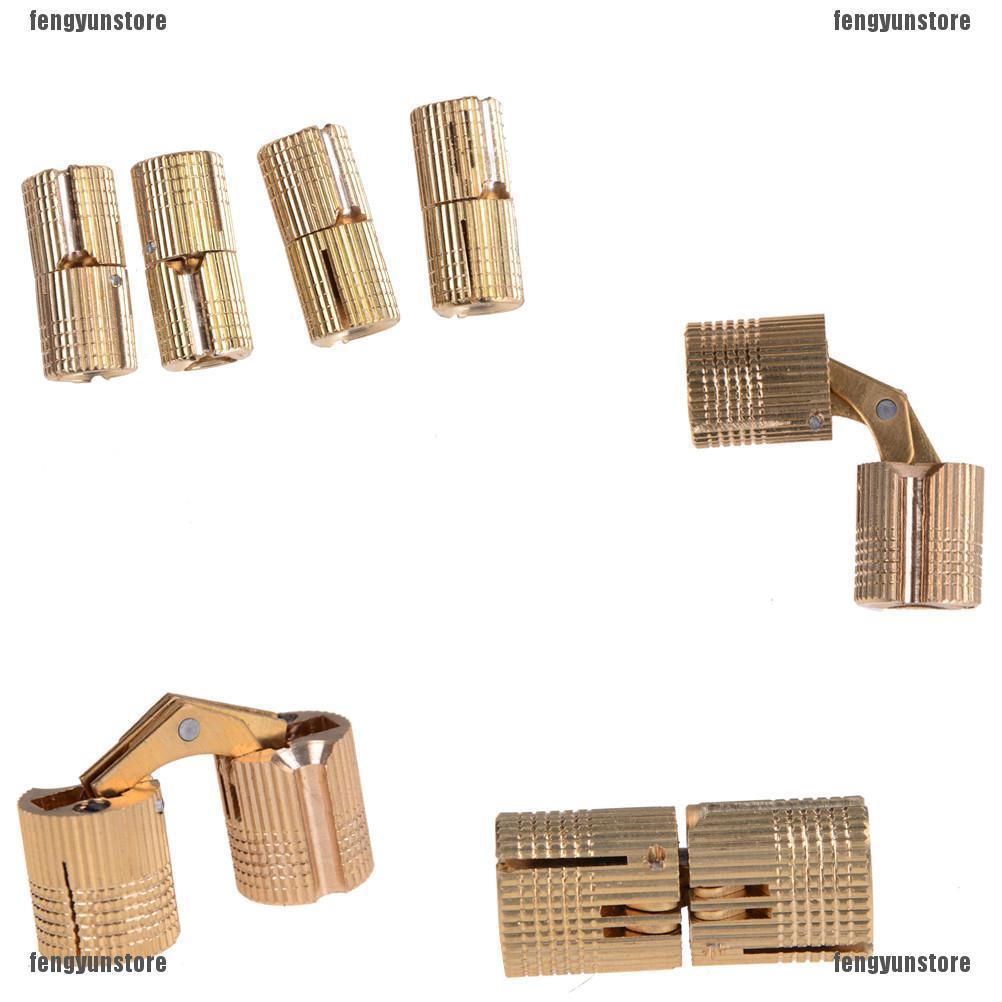 4pcs 8mm Brass Barrel Cabinet Hinge Cylindrical Hidden Invisible