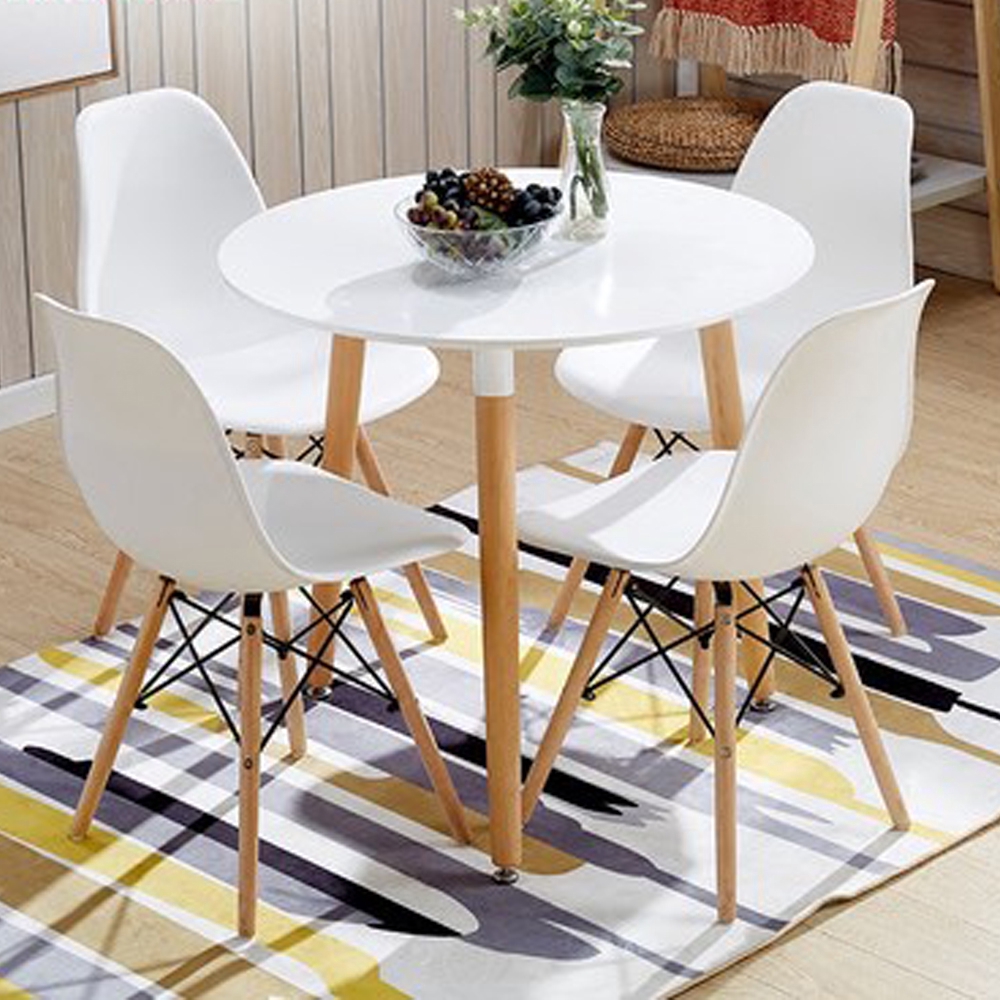 FINSSO: EAMES Kitchen Round Coffee Dining Table WITH 4 CHAIRS