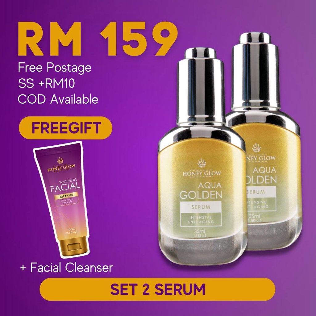 2 Botol Aqua Golden Serum Untuk Muka jeragat,jerawat dan berparut 35ML