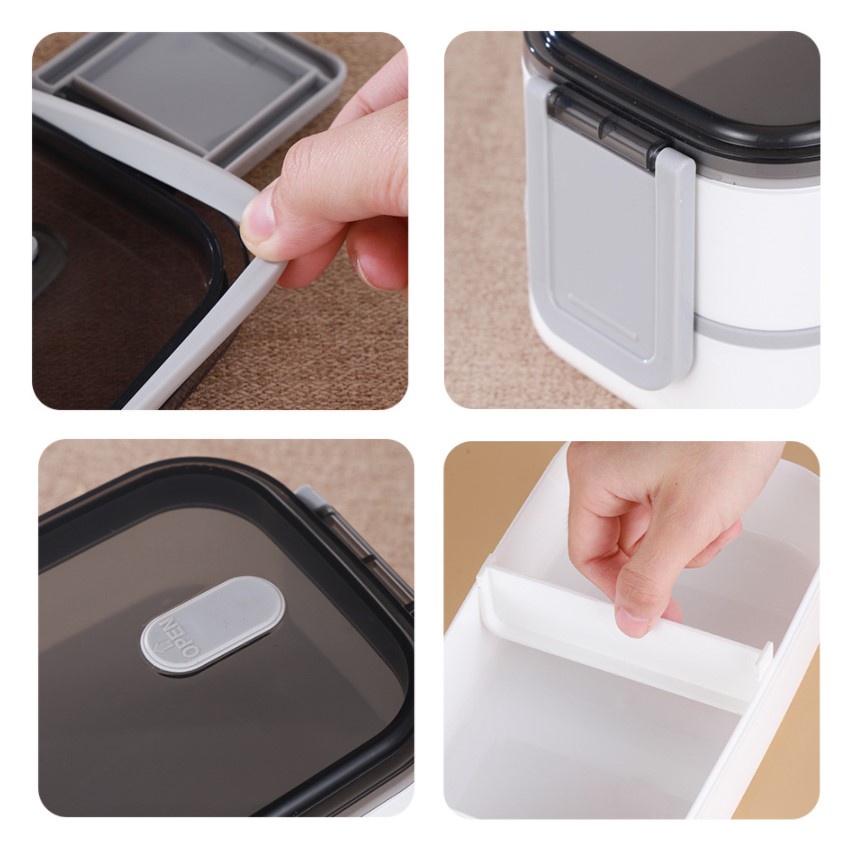 Microwave-safe Lunch Box 1 Layer 2 Layers with Handle Adjustable Partition Food Storage Container