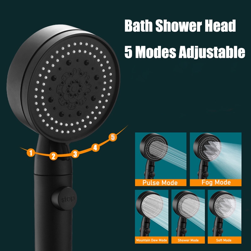 5 Mode Shower Head kolah air mandi bathroom High Pressure Holder Wall ...