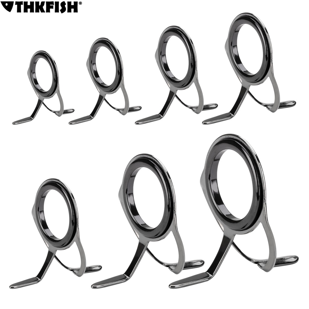THKFISH 7Pcs Fishing Rod Guides Repair kit Burnished Silver stainless steel Spinning Casting