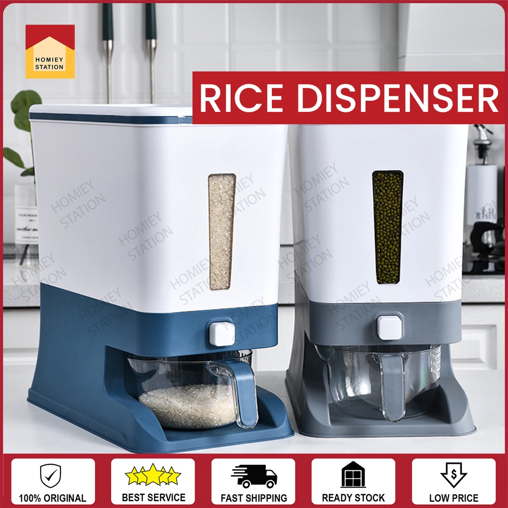 12KG Smart Rice Dispenser Automatic Rice Dispenser with Rinsing Cup Rice Box Large Sealed Grain Container Bekas Beras